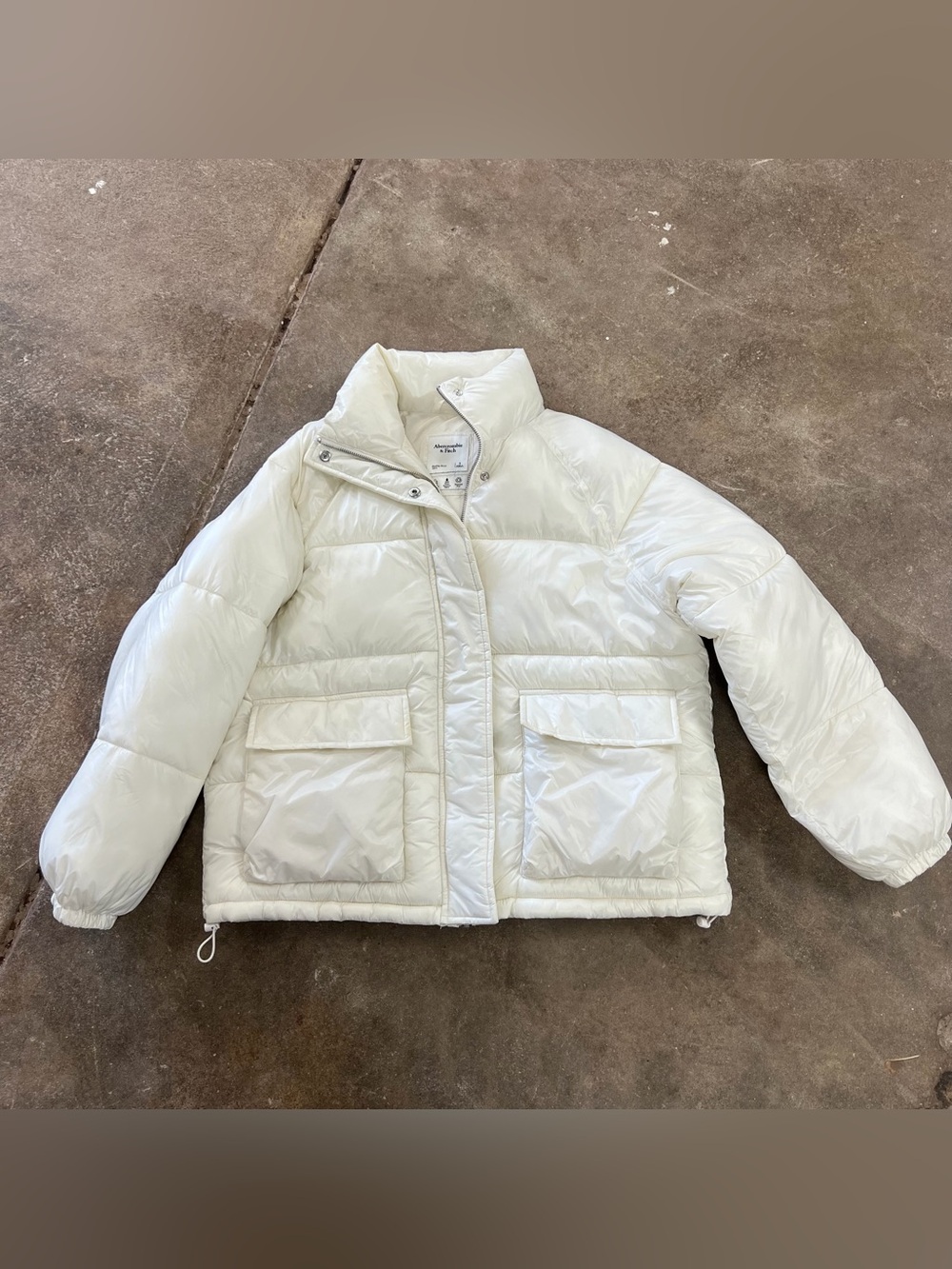 Abercrombie & Firtch White Puffer Jacket Heavy Duty Button Zipper